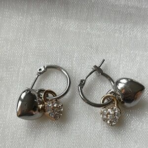 Swarovski Silver and Gold Heart Earrings